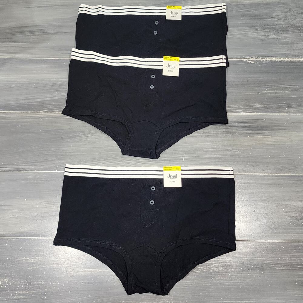 Jenni Women's Boyshorts Underwear Wb Stripe 3 Pair Size Medium‎